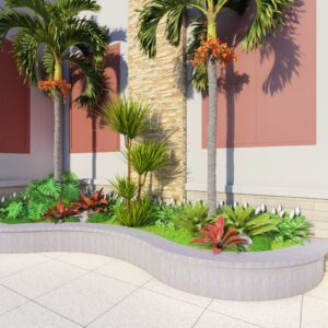 Cảnh quan bồn hoa bên hông nhà